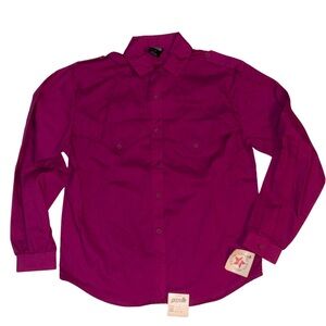 VTG 80s Gazelle Western Shirt Magenta Button Crafted USA Sz Small 50/50 Blend